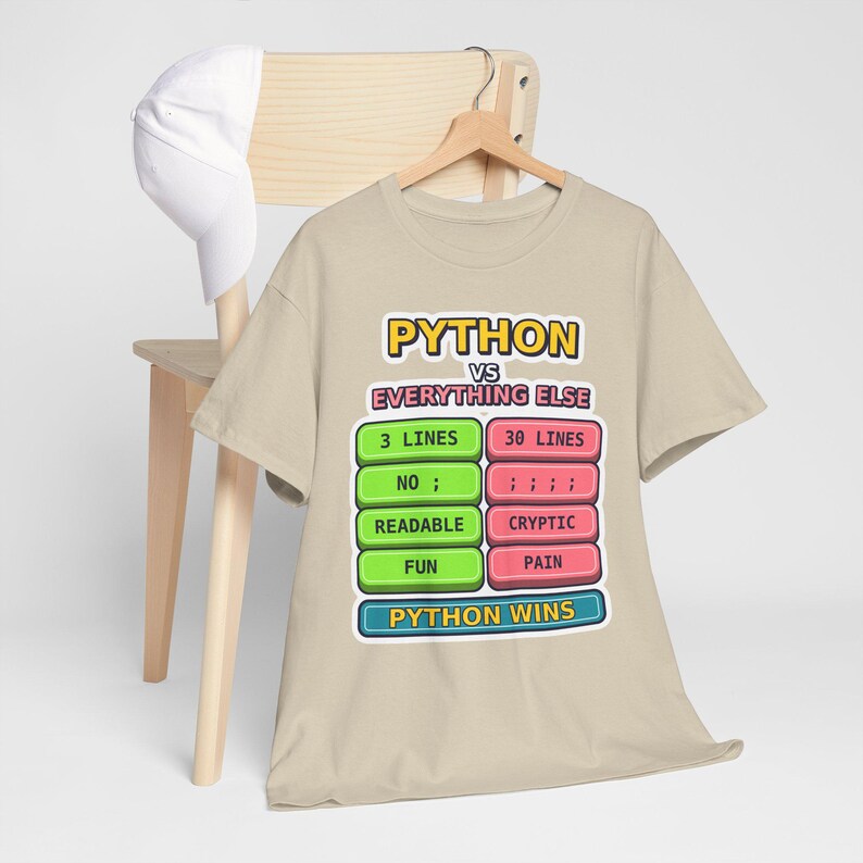 Python vs Everything Else Funny Programmer T-Shirt, Coding Humor Developer Gift, Software Engineer Tech Nerd Tee, Gildan 5000 Unisex image 8