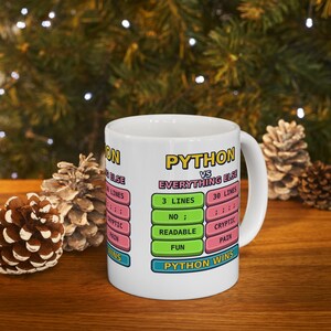 Taza de cerámica con humor para programadores: Python vs. Todo lo demás, divertida taza para programadores de Python, regalo para desarrolladores de Python, taza con humor para programadores, meme de programación. imagen 9