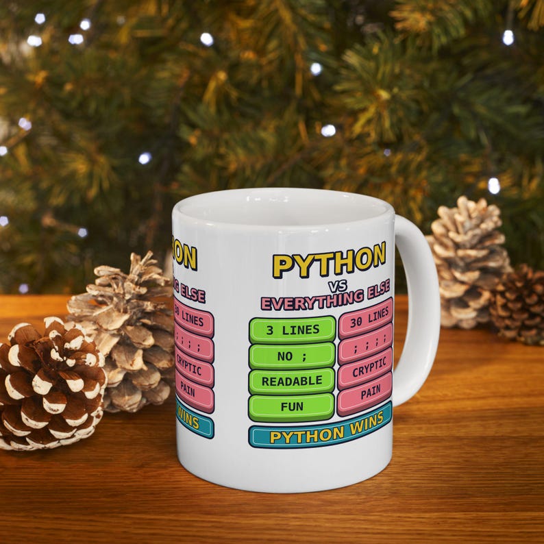 Taza de cerámica con humor para programadores: Python vs. Todo lo demás, divertida taza para programadores de Python, regalo para desarrolladores de Python, taza con humor para programadores, meme de programación. imagen 9