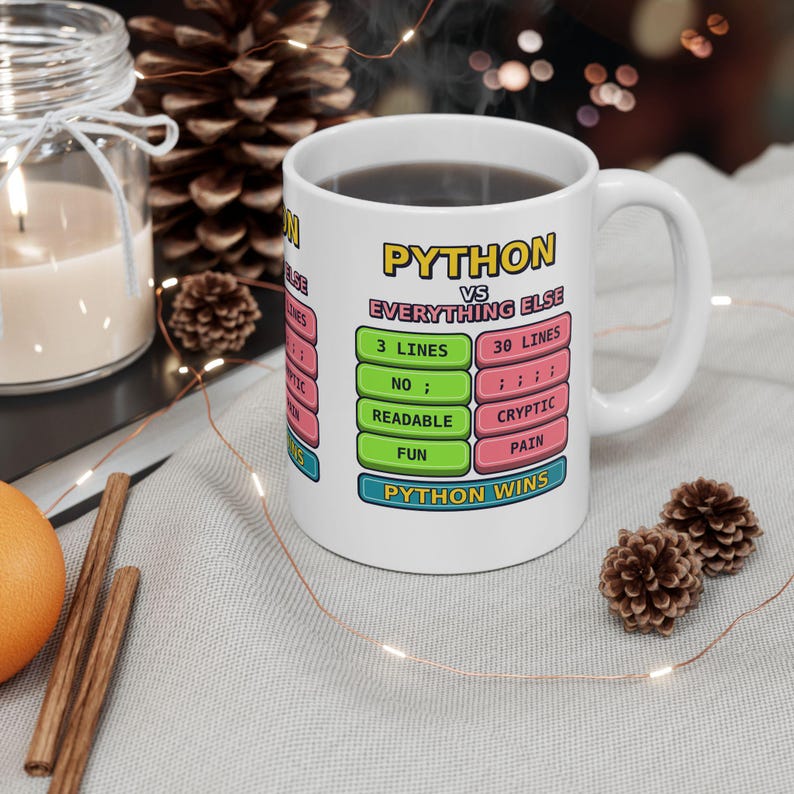 Taza de cerámica con humor para programadores: Python vs. Todo lo demás, divertida taza para programadores de Python, regalo para desarrolladores de Python, taza con humor para programadores, meme de programación. imagen 3