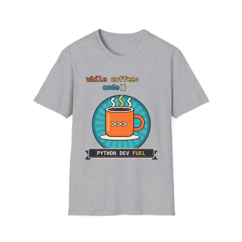 While Coffee Code Python Developer T-Shirt, Funny Programmer Coffee Lover Shirt, Software Engineer Coding Gift, Tech Nerd Geek Tee, afbeelding 6