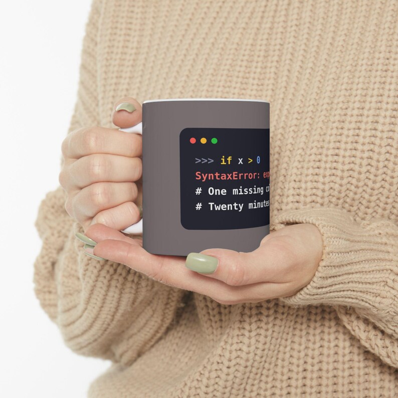 Python Beginner Mug, Funny Syntax Error Coffee Mug, Learn to Code Gift, Coding Student Gift, Programmer Humor, Ceramic 11oz & 15oz imagem 3