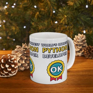 World's Okayest Python Developer Funny Programmer Mug, Coding Humor Software Engineer Gift, Tech Nerd Geek Ceramic Mug 11oz 15oz imagem 8