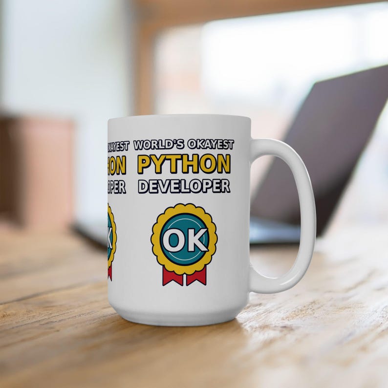 World's Okayest Python Developer Funny Programmer Mug, Coding Humor Software Engineer Gift, Tech Nerd Geek Ceramic Mug 11oz 15oz imagem 3