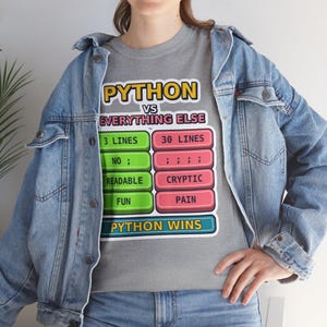 Python vs Everything Else Funny Programmer T-Shirt, Coding Humor Developer Gift, Software Engineer Tech Nerd Tee, Gildan 5000 Unisex image 13