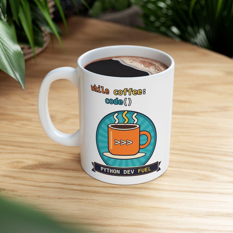Python Developer Coffee Mug, While Coffee Code Funny Programmer Cup, Software Engineer Gift, Coding Lover Ceramic Mug, Tech Nerd Geek Tea Cu image 1
