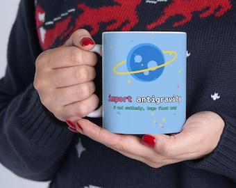 Taza antigravedad importada, taza de café con huevo de Pascua de Python, taza para programador espacial, regalo divertido para programadores, taza con humor para desarrolladores