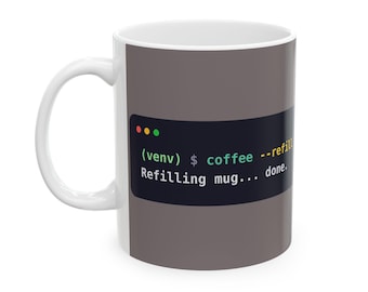 Python Programmer Mug, Funny Terminal Coffee Mug, Python venv Joke, Developer Gift, Software Engineer Gift, Coding Humor, Ceramic 11oz  15oz