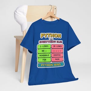 Python vs Everything Else Funny Programmer T-Shirt, Coding Humor Developer Gift, Software Engineer Tech Nerd Tee, Gildan 5000 Unisex image 10