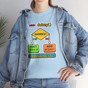 Funny Debugging 101 Programmer T-Shirt, Coding Humor Developer Gift, Software Engineer Tech Nerd Tee, Computer Science Geek Shirt,