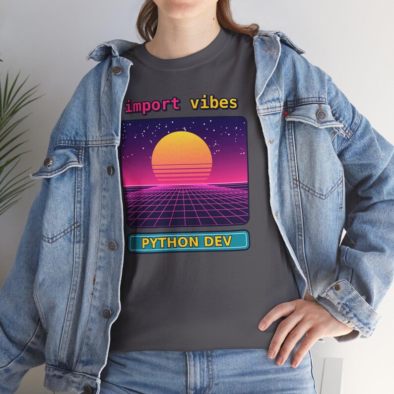 Python Programmer Retro Synthwave T-Shirt, Import Vibes Shirt, 80s Developer Gift, Coder Tee, Python Developer Gift image 9