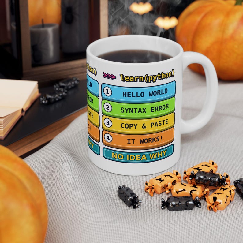 Funny Learn Python Programmer Mug, Coding Humor Developer Gift, Software Engineer Coffee Cup, Computer Science Geek Ceramic Mug 11oz 15oz image 2