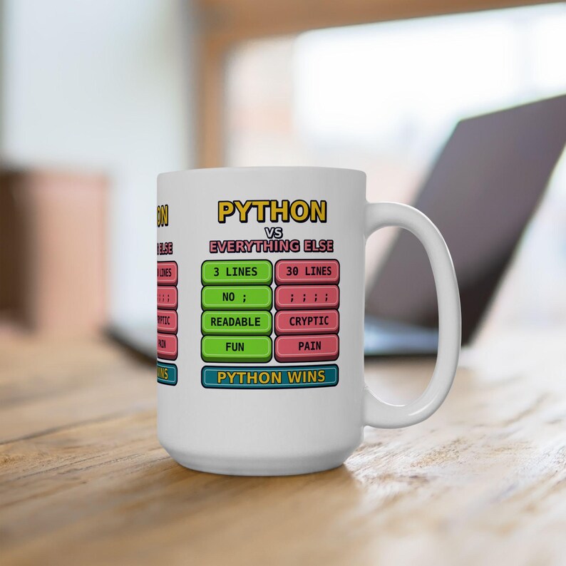 Taza de cerámica con humor para programadores: Python vs. Todo lo demás, divertida taza para programadores de Python, regalo para desarrolladores de Python, taza con humor para programadores, meme de programación. imagen 4
