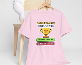 Achievement Unlocked Python Programmer T-Shirt, Worked First Try Shirt, Funny Developer Gift, Coder Humor, Gamer Programmer