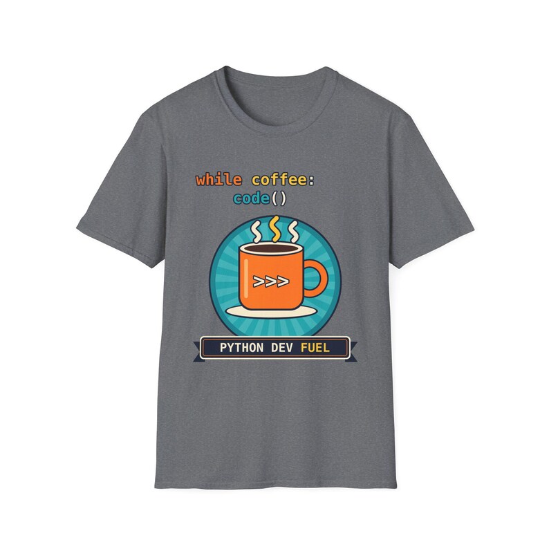 While Coffee Code Python Developer T-Shirt, Funny Programmer Coffee Lover Shirt, Software Engineer Coding Gift, Tech Nerd Geek Tee, afbeelding 8