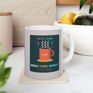 Mug « Break Code Repeat », Mug « Boucle While True », Cadeau pour développeur Python, Mug humoristique pour codeur, Mug pour amateur de café