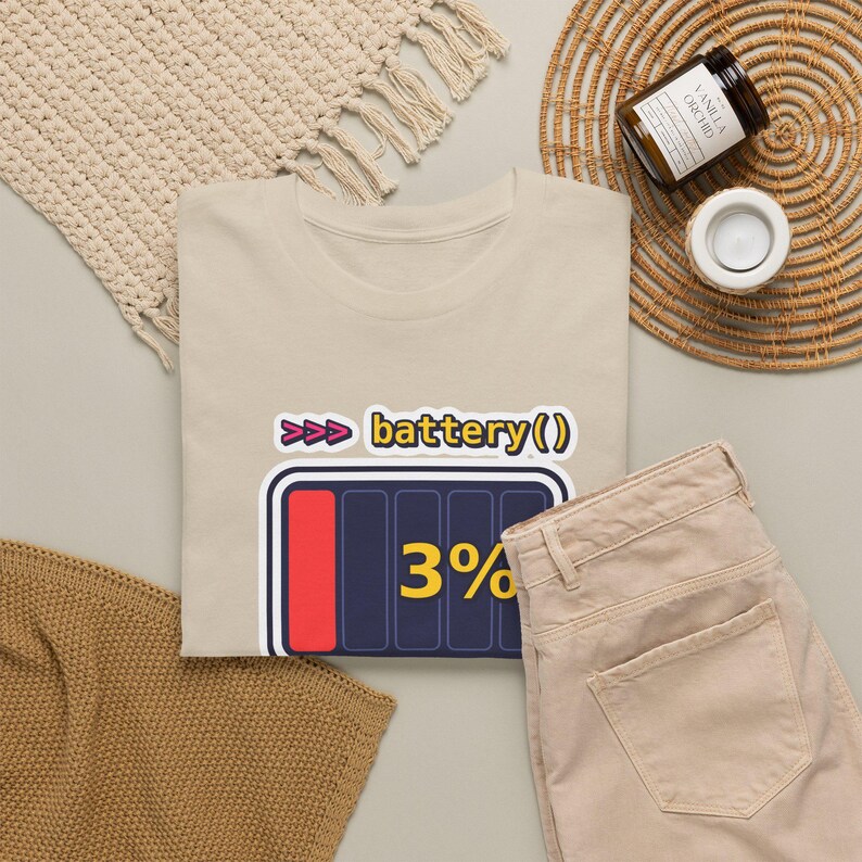 Funny Python Programmer T-Shirt, Needs Coffee Battery Shirt, Developer Gift, Coder Humor Tee, Low Battery Programmer image 9