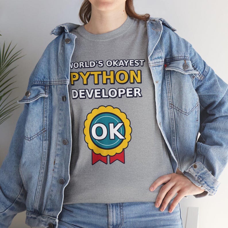 World's Okayest Python Developer Funny Programmer T-Shirt, Coding Humor Software Engineer Gift, Tech Nerd Geek Tee, Gildan 5000 Unisex image 11