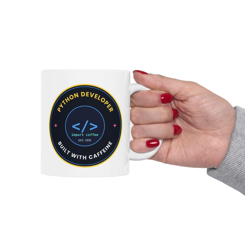 Taza de café para desarrolladores de Python, taza retro con insignia de programador, hecha con cafeína, regalo de estilo vintage para programadores, taza para ingenieros de software, 325 ml, 444 ml imagen 6