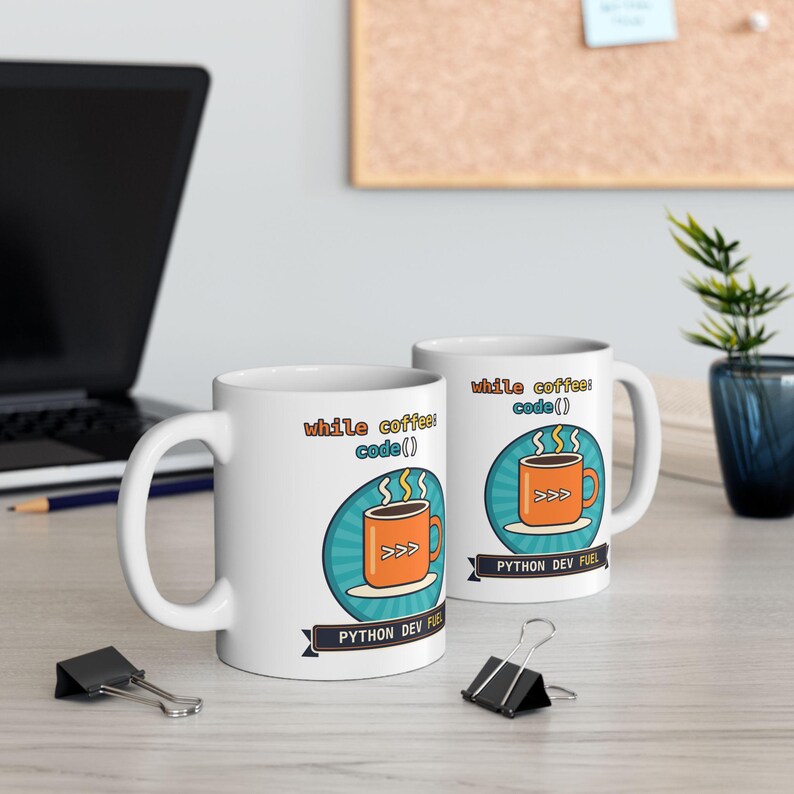 Python Developer Coffee Mug, While Coffee Code Funny Programmer Cup, Software Engineer Gift, Coding Lover Ceramic Mug, Tech Nerd Geek Tea Cu image 2