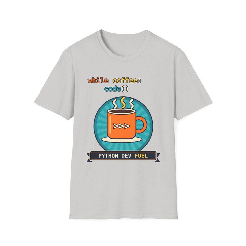 While Coffee Code Python Developer T-Shirt, Funny Programmer Coffee Lover Shirt, Software Engineer Coding Gift, Tech Nerd Geek Tee, afbeelding 4