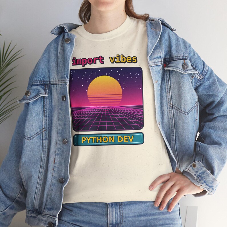 Python Programmer Retro Synthwave T-Shirt, Import Vibes Shirt, 80s Developer Gift, Coder Tee, Python Developer Gift image 1
