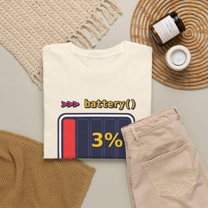 Grappig T-shirt voor Python-programmeurs, T-shirt met de tekst "Needs Coffee Battery" (Koffie nodig, batterij leeg) of cadeau voor ontwikkelaars, T-shirt met programmeurshumor of "Leeg batterij" (programmeur) afbeelding 11