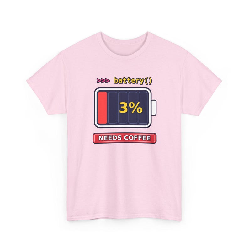 Grappig T-shirt voor Python-programmeurs, T-shirt met de tekst "Needs Coffee Battery" (Koffie nodig, batterij leeg) of cadeau voor ontwikkelaars, T-shirt met programmeurshumor of "Leeg batterij" (programmeur) afbeelding 12