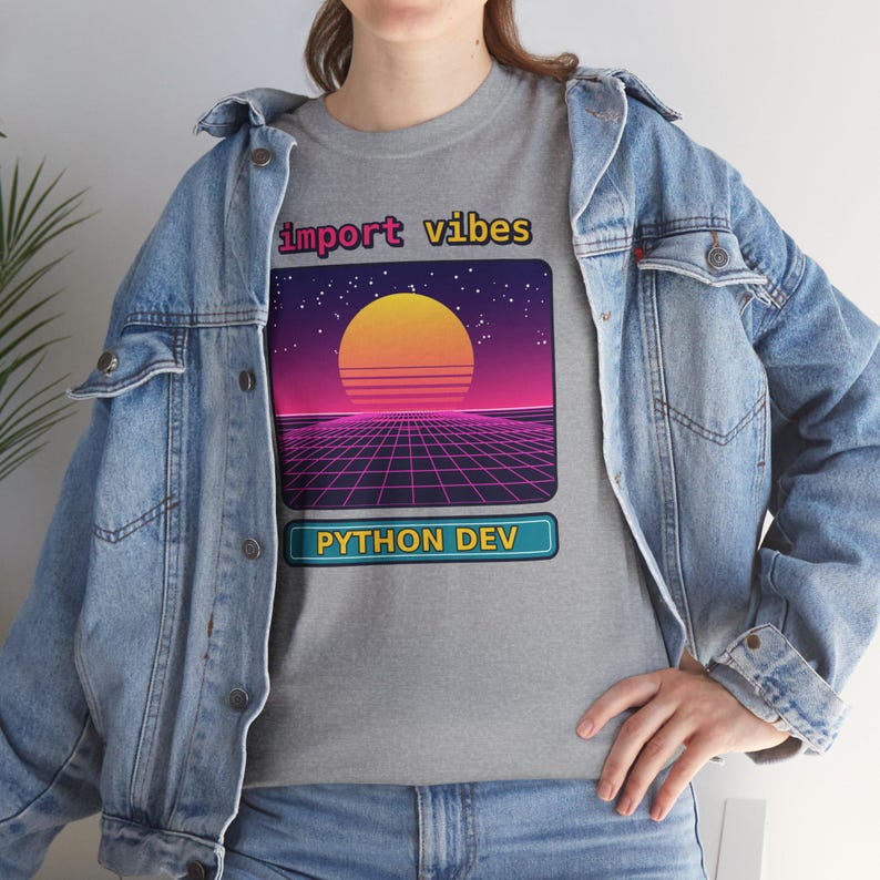 Python Programmer Retro Synthwave T-Shirt, Import Vibes Shirt, 80s Developer Gift, Coder Tee, Python Developer Gift image 7