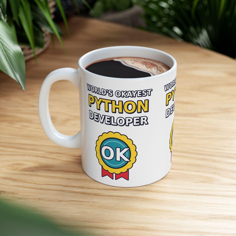 World's Okayest Python Developer Funny Programmer Mug, Coding Humor Software Engineer Gift, Tech Nerd Geek Ceramic Mug 11oz 15oz imagem 6