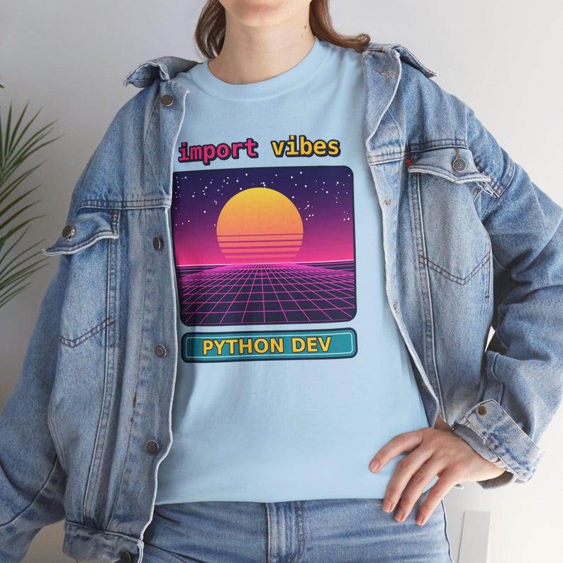 Python Programmer Retro Synthwave T-Shirt, Import Vibes Shirt, 80s Developer Gift, Coder Tee, Python Developer Gift image 3