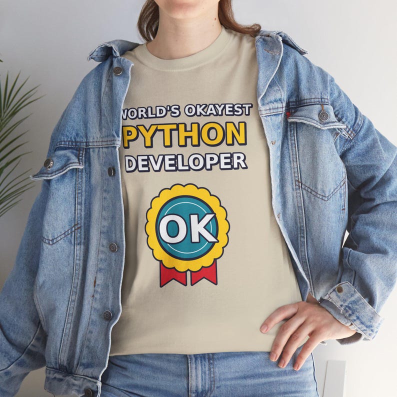 World's Okayest Python Developer Funny Programmer T-Shirt, Coding Humor Software Engineer Gift, Tech Nerd Geek Tee, Gildan 5000 Unisex image 13