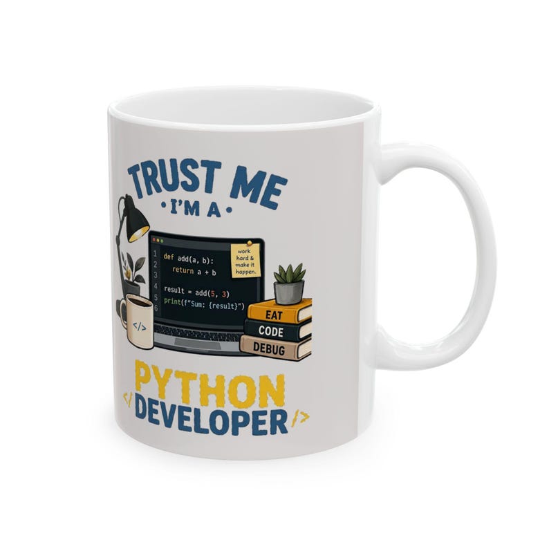 Python Developer Coffee Mug, Funny Programmer Mug, Trust Me I'm a Developer, Coding Gift for Software Engineer, Ceramic Coffee Cup image 4