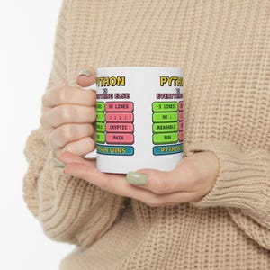 Taza de cerámica con humor para programadores: Python vs. Todo lo demás, divertida taza para programadores de Python, regalo para desarrolladores de Python, taza con humor para programadores, meme de programación. imagen 10