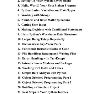 May include: A list of contents from a book about Python programming. The text includes topics such as Python basics, variables, data types, and object-oriented programming. The title "BRIEF CONTENTS" is at the top.