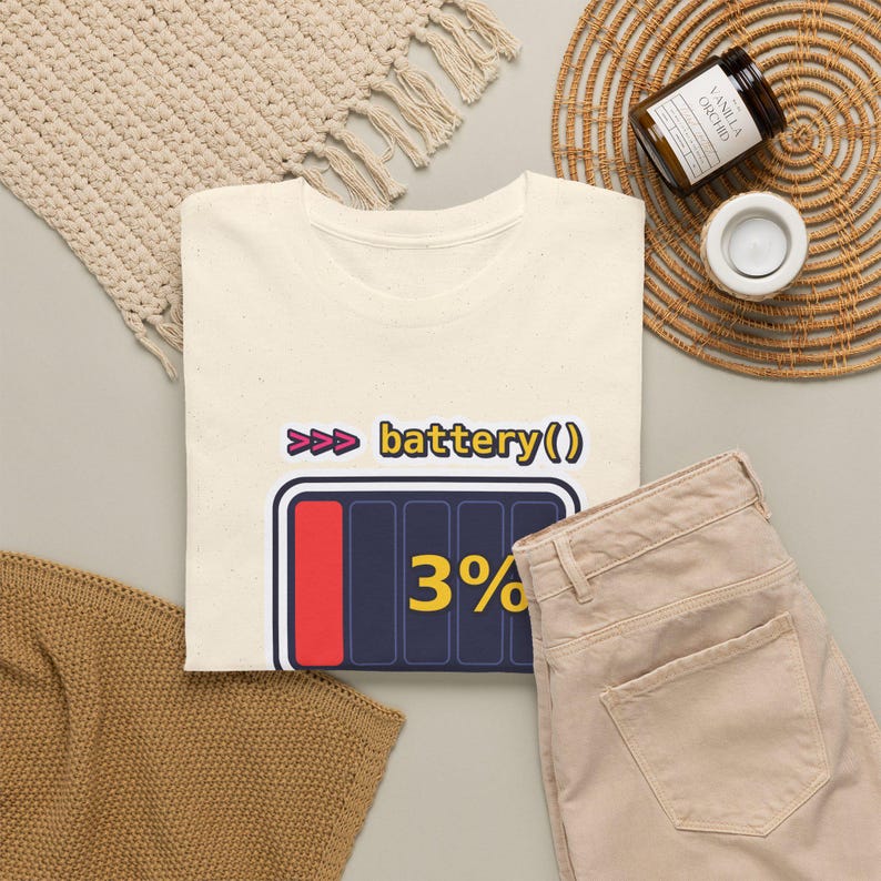 Funny Python Programmer T-Shirt, Needs Coffee Battery Shirt, Developer Gift, Coder Humor Tee, Low Battery Programmer image 11
