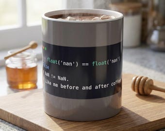 Python Programmer Mug, Funny NaN Coffee Mug, Data Scientist Gift, Developer Gift, Software Engineer Gift, Coding Humor,  Ceramic 11oz & 15oz
