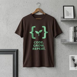 Funny Python Programmer T-Shirt | Code Grow Repeat Coding Shirt | Software Engineer Gift | Tech Humor Developer Tee | Gift, Dark color