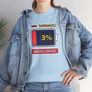 Funny Python Programmer T-Shirt, Needs Coffee Battery Shirt, Developer Gift, Coder Humor Tee, Low Battery Programmer