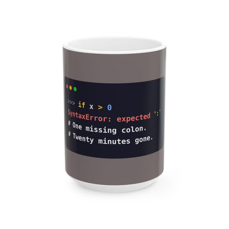 Python Beginner Mug, Funny Syntax Error Coffee Mug, Learn to Code Gift, Coding Student Gift, Programmer Humor, Ceramic 11oz & 15oz imagem 2
