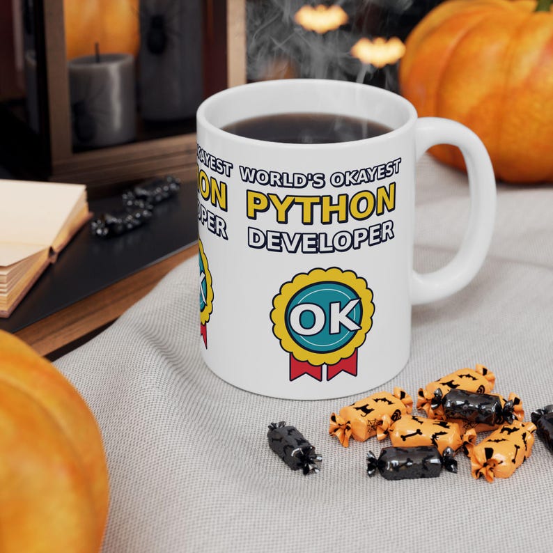 World's Okayest Python Developer Funny Programmer Mug, Coding Humor Software Engineer Gift, Tech Nerd Geek Ceramic Mug 11oz 15oz imagem 5
