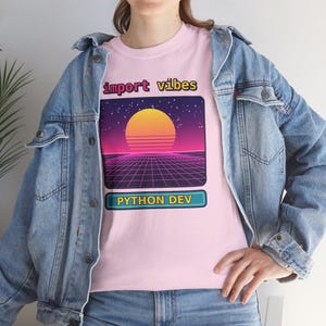 Python Programmer Retro Synthwave T-Shirt, Import Vibes Shirt, 80s Developer Gift, Coder Tee, Python Developer Gift image 5