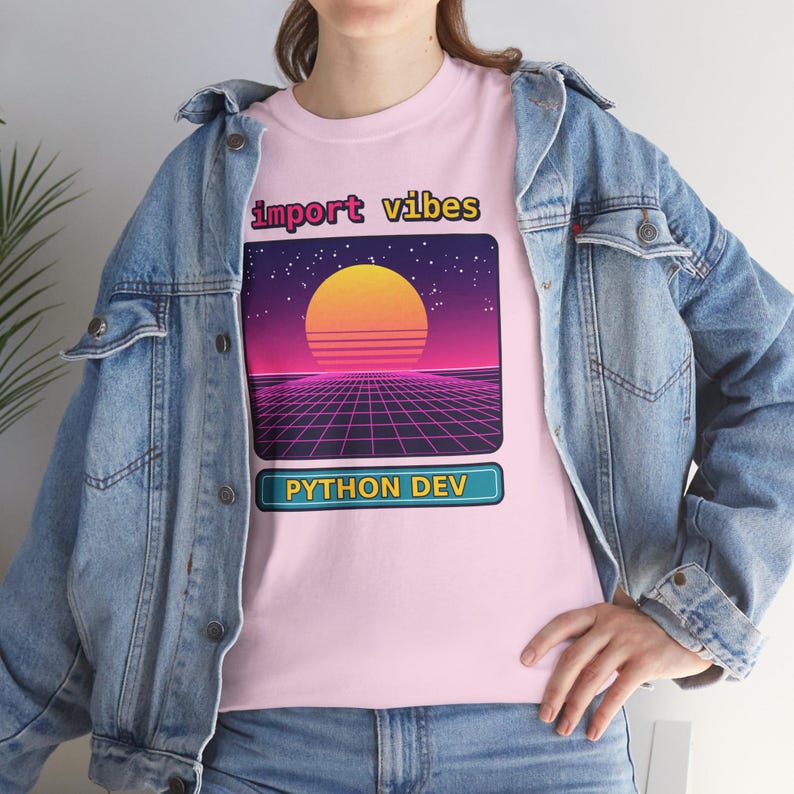 Python Programmer Retro Synthwave T-Shirt, Import Vibes Shirt, 80s Developer Gift, Coder Tee, Python Developer Gift image 5