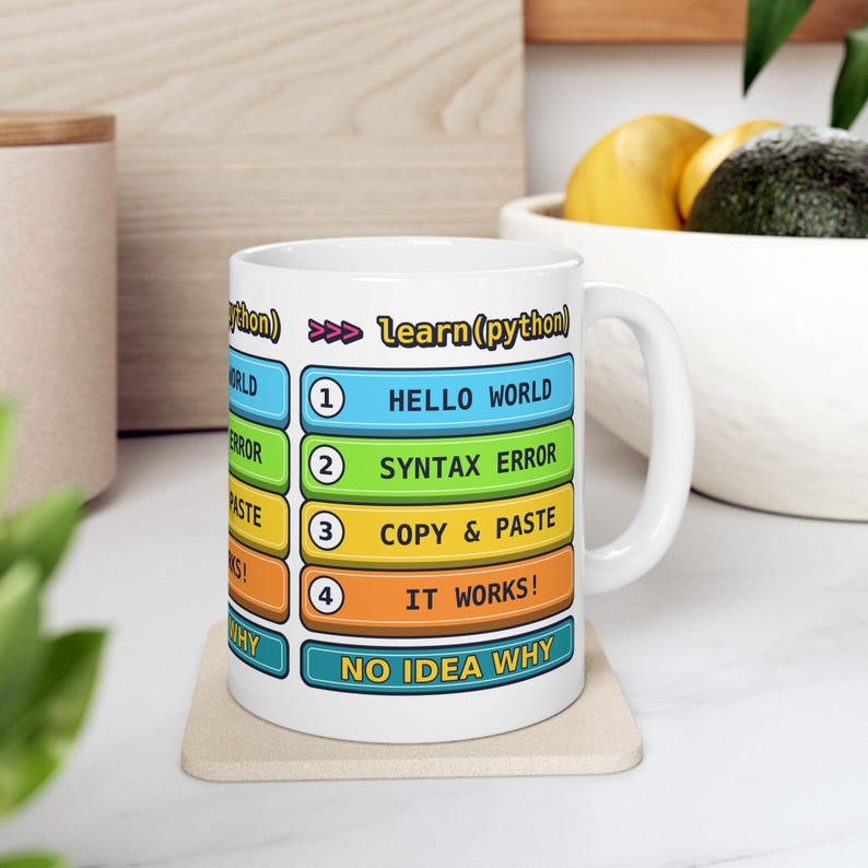 Funny Learn Python Programmer Mug, Coding Humor Developer Gift, Software Engineer Coffee Cup, Computer Science Geek Ceramic Mug 11oz 15oz image 8