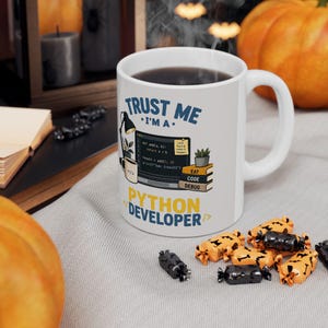 Python Developer Coffee Mug, Funny Programmer Mug, Trust Me I'm a Developer, Coding Gift for Software Engineer, Ceramic Coffee Cup image 6