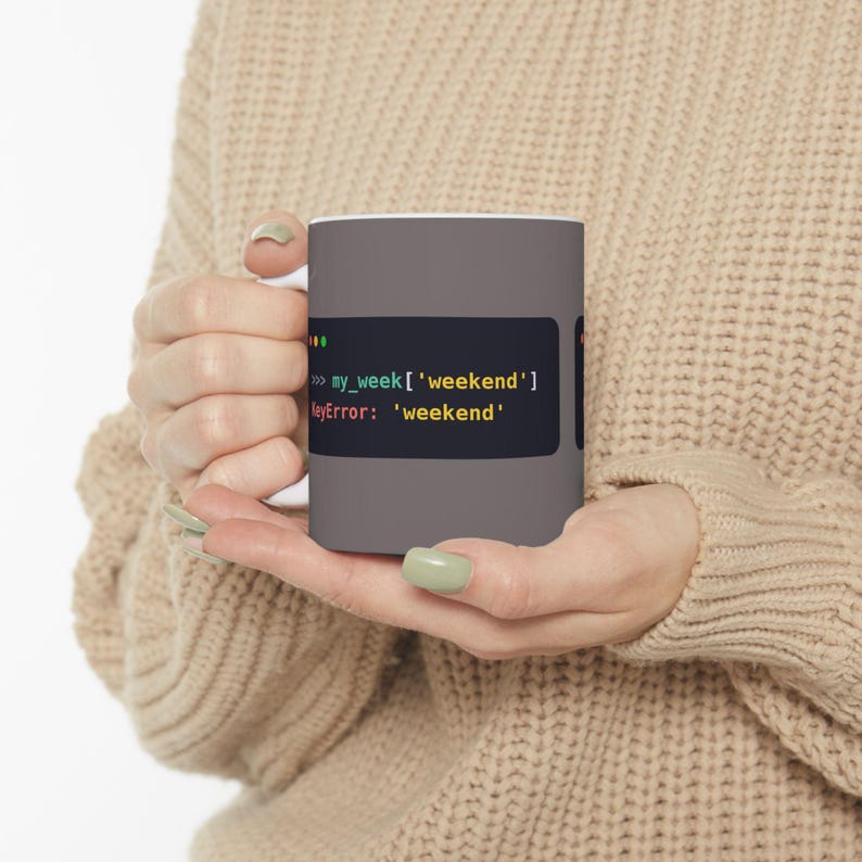 Python Programmer Mug, Funny KeyError Coffee Mug, No Weekend Joke, Developer Gift, Software Engineer Gift, Coding Humor, Ceramic 11oz & 15oz image 2