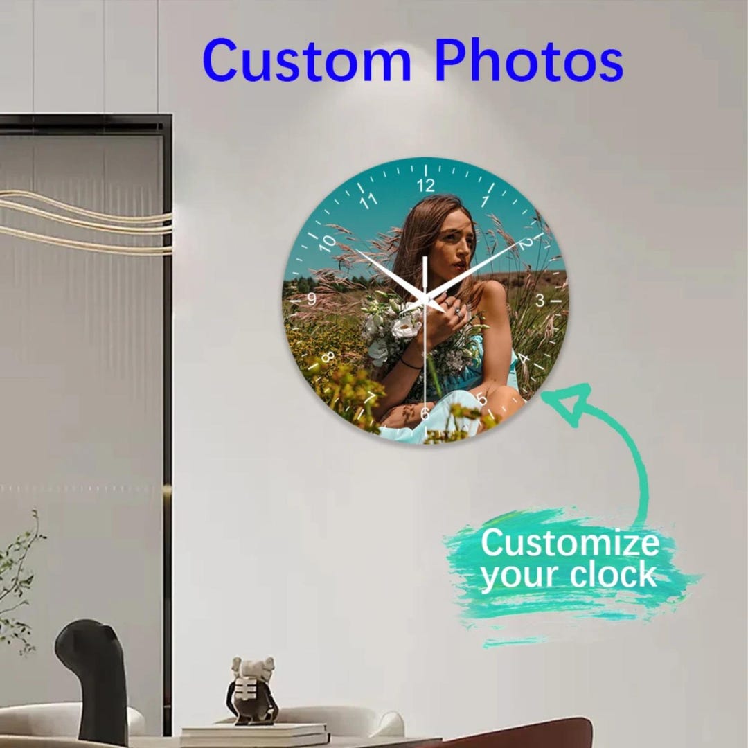 Personalized Photo Quartz Wall Clock | Custom Picture Wall Decor ...