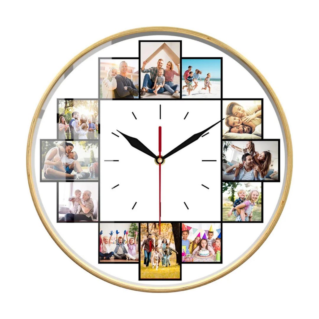 Clock Photo Frame Design Personalized Photo Wall Clock | Custom Picture Collage Clock | Silent ...