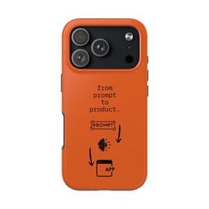 Tough Phone Case, Orange Tech Diagram Design, Futuristic Circuit Graphic Case, Durable Protective Cover
