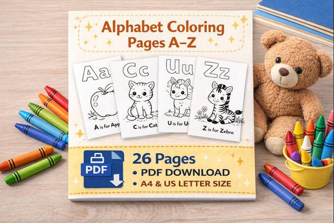 Alphabet Coloring Book – A-Z Printable Pages (PDF) - Etsy